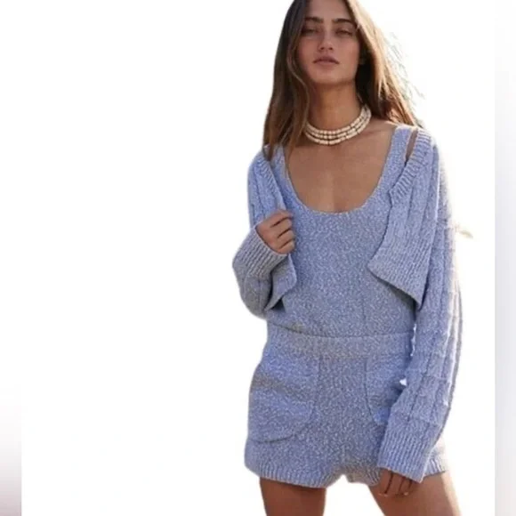 Free People BEACH Declan Sweater Set in Morrocan Blue - Picture 2 of 13